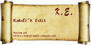 Kabók Edit névjegykártya